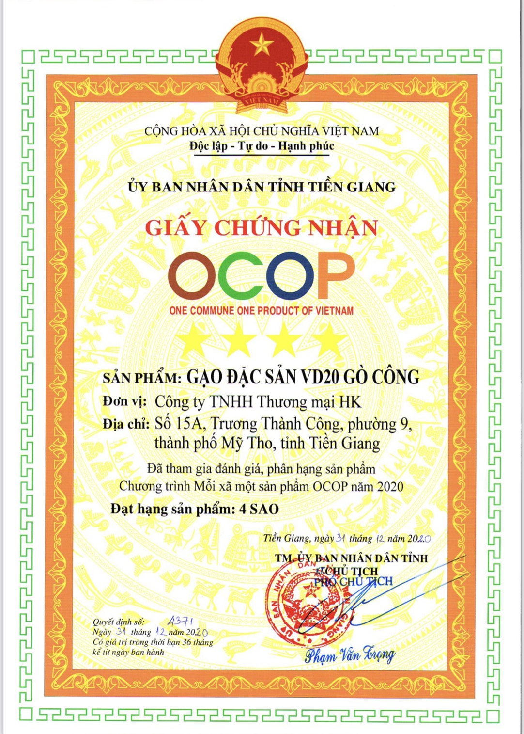 GẠO ĐẶC SẢN VD20 GÒ CÔNG - LÚA TÔM 2KG