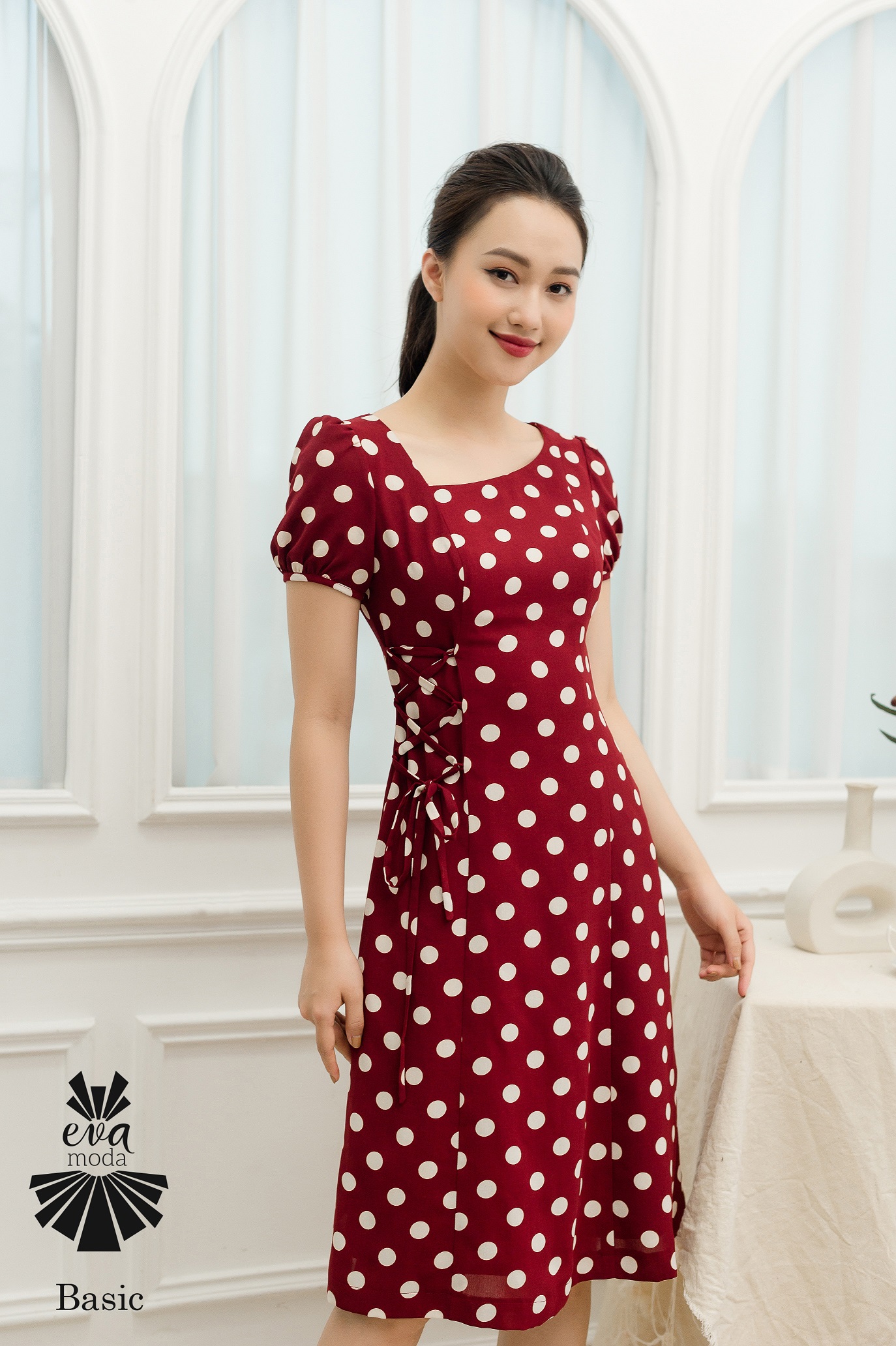 Váy chấm bi - đầm xoè đỏ - váy dáng tiểu thư sang chảnh | Shopee Việt Nam