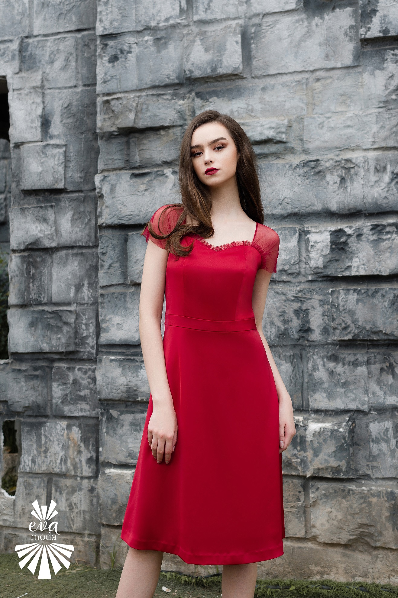 Đầm đỏ nữ cột eo Big size 65kg trở lại - Bán sỉ thời trang mỹ phẩm