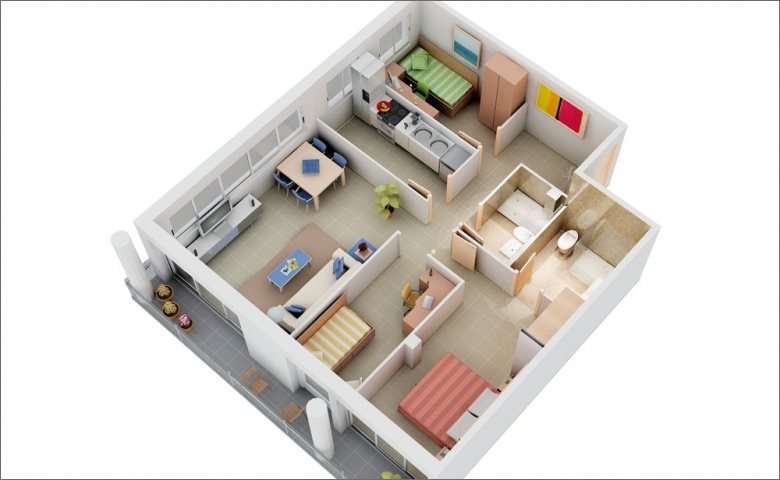 9 mẫu căn hộ 3 phòng ngủ đẹp cho gia đình đông người