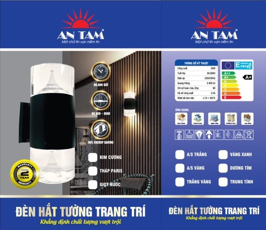 ĐÈN HẮT TƯỜNG 2 ĐẦU HÌNH KIM CƯƠNG.