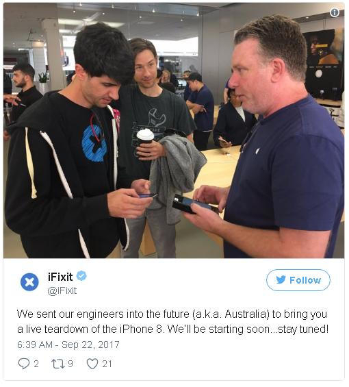 iFixit cử người sang Úc mổ iPhone 8 ngay tại trận