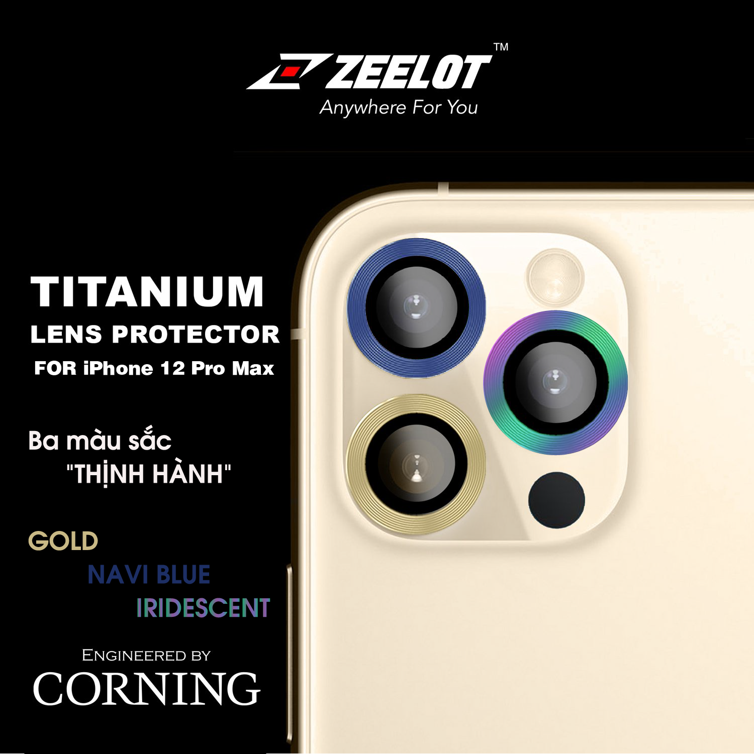 Cường lực Zeelot Cho Camera iPhone 12 Pro  - Hàng Fullbox - Chính Hãng