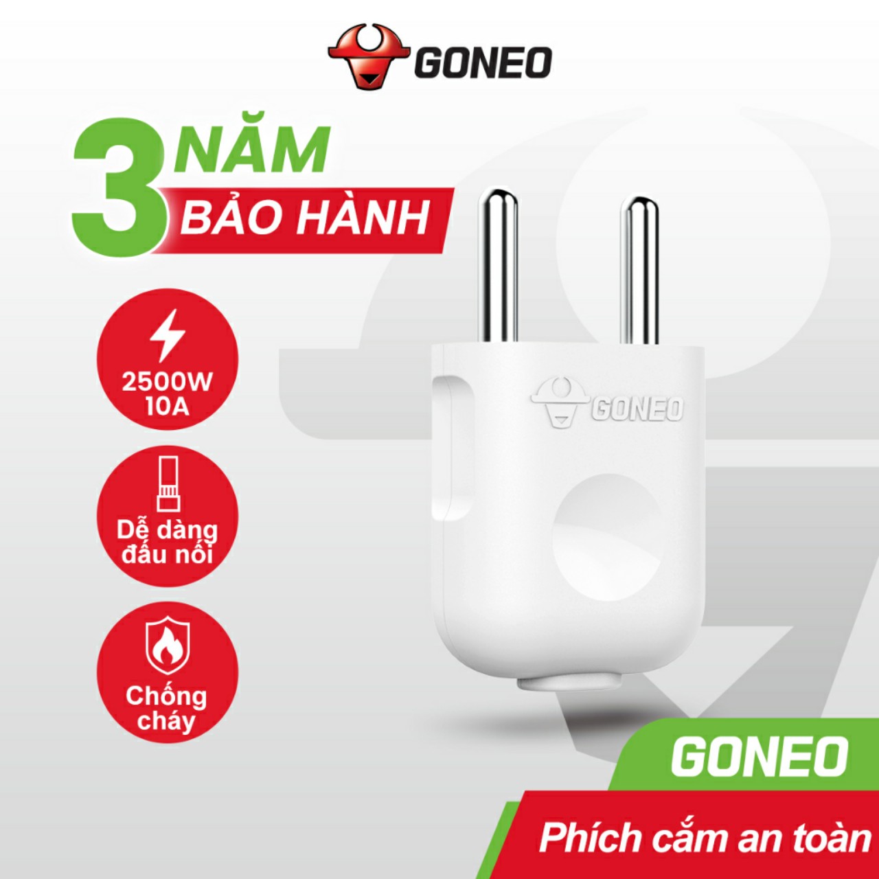Phích Cắm Chân Tròn GONEO - 10L2 - Chính Hãng