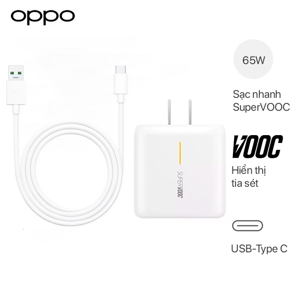 Bộ Sạc Siêu Nhanh SuperVOOC 2.0 65W Cho OPPO - Cáp Type C SuperVOOC 1m