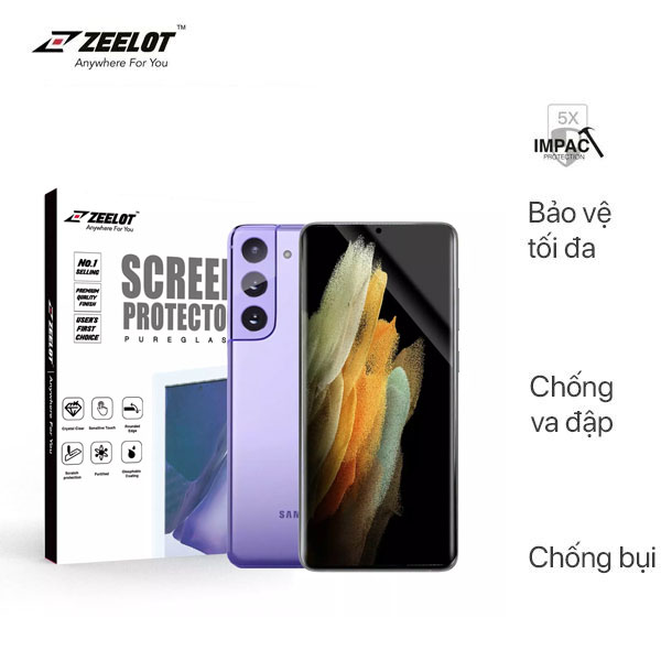 Cường lực Zeelot Loca cho Samsung Galaxy S21 Plus - Hàng Fullbox - Chính hãng