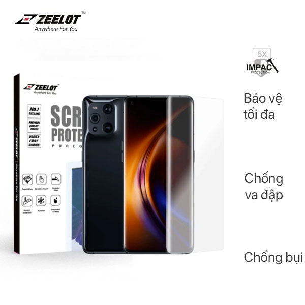 Cường lực UV Zeelot Oppo Find X3 - Chính Hãng