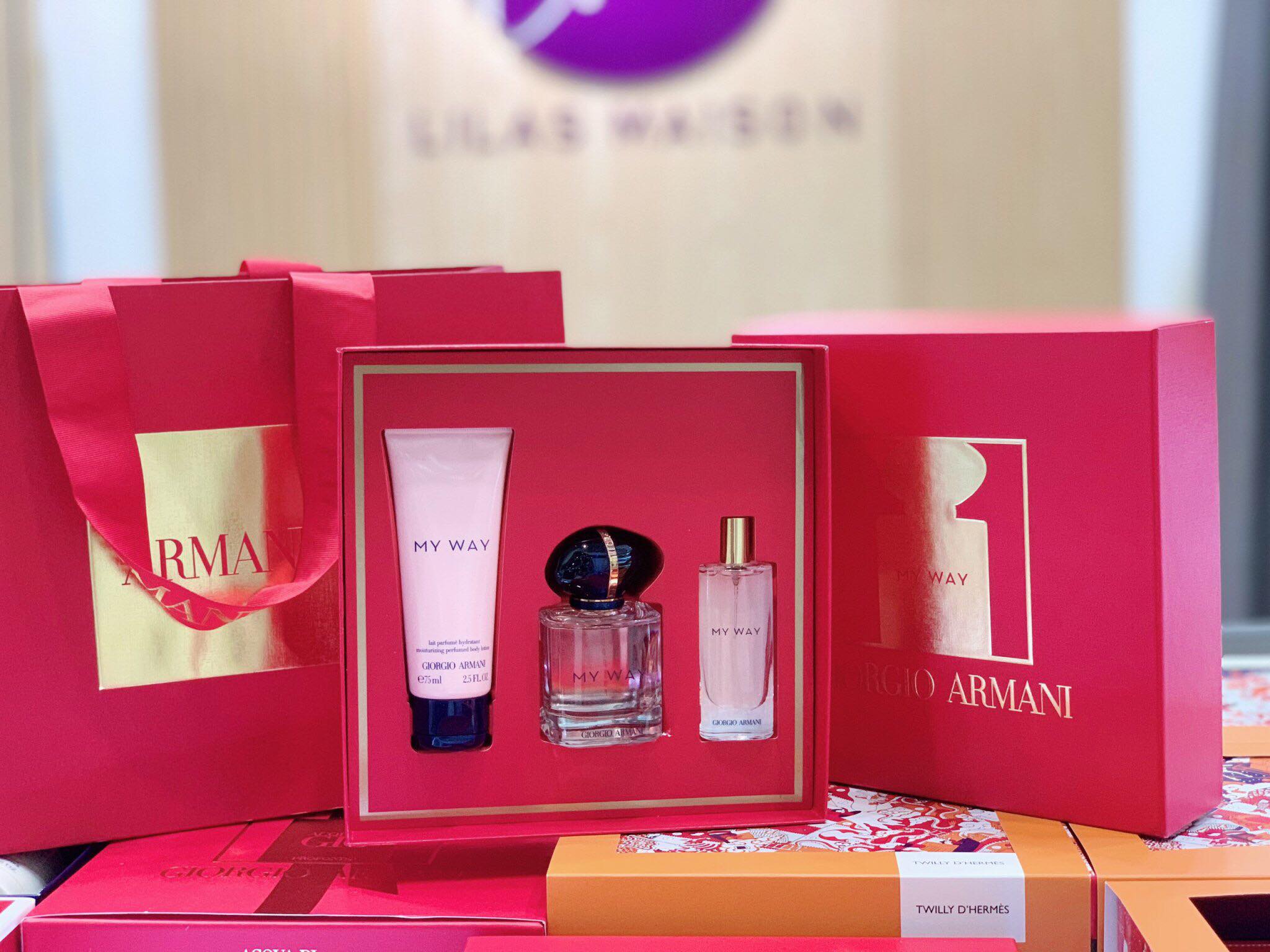 Set nước hoa Giorgio Armani My Way EDP 50ml + mini 15ml + Body lotion 75ml  - Mỹ Phẩm Hàng Hiệu Pháp - 