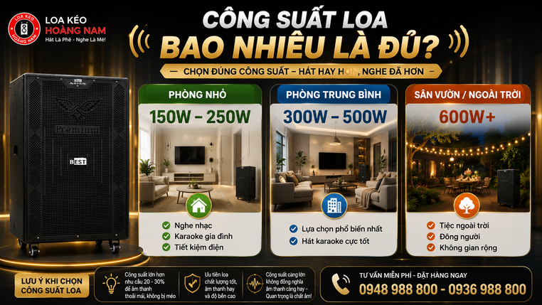 Chọn công suất loa kéo theo không gian phòng