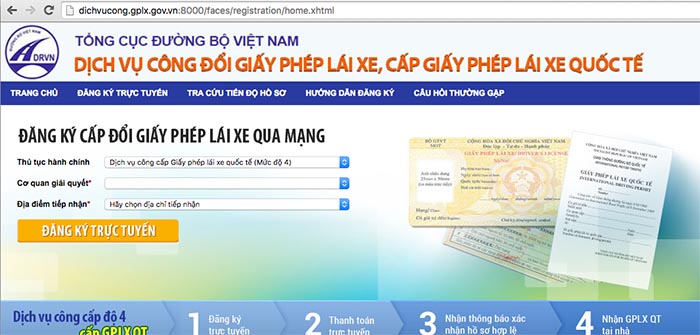 Quy trình đăng ký cấp giấy phép lái xe quốc tế qua mạng