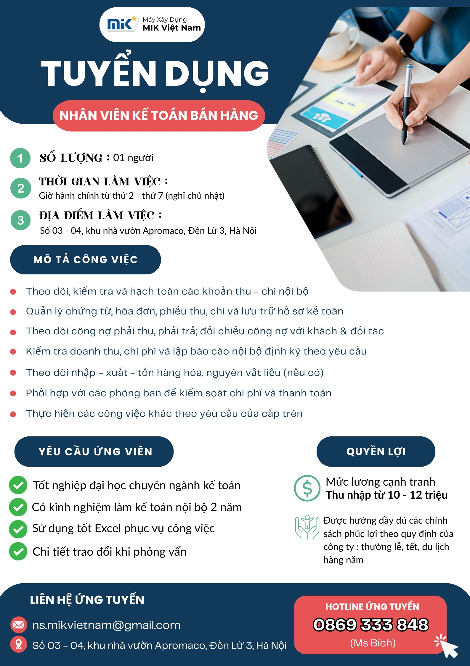 Tuyển dụng Kế toán Bán hàng