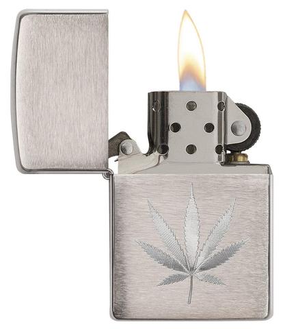 Zippo Chrome Marijuana Leaf Design 29587