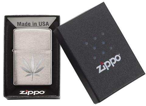 Zippo Chrome Marijuana Leaf Design 29587