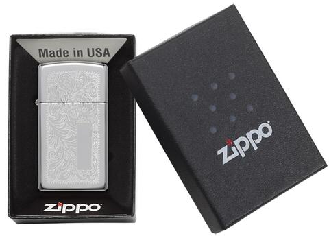 Zippo Venetian Slim Chrome smoker chất như nước cất Swag