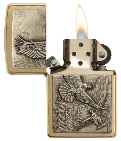 Zippo Where Eagles Dare Brushed Brass zippo chất