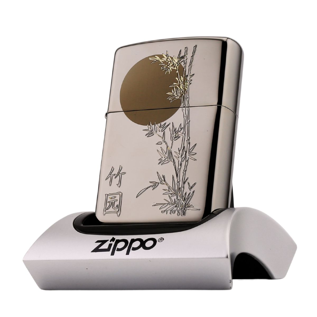 Zippo Huyền Băng Khắc Trăng Treo Cành Trúc độc lạ