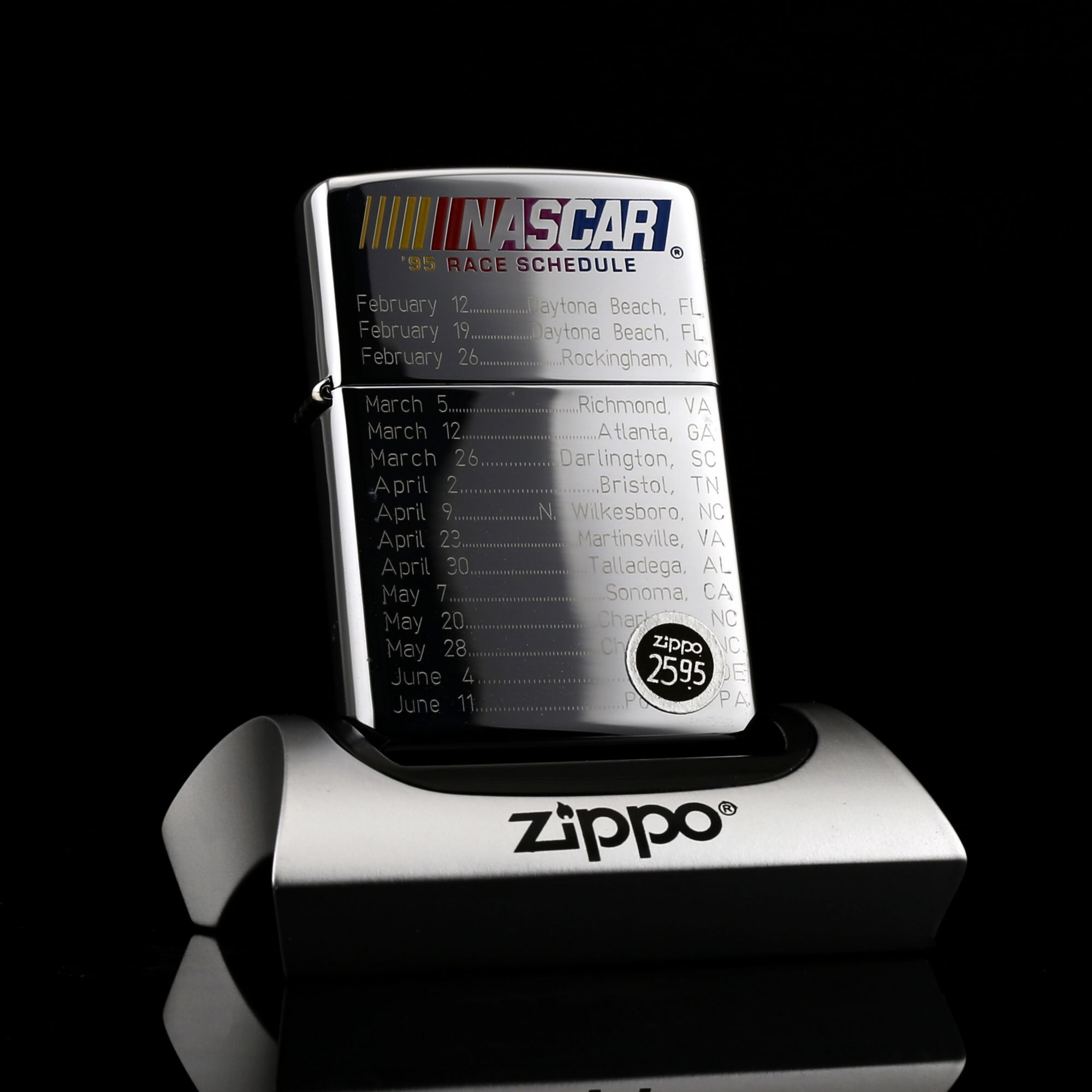 Zippo-NASCAR-95-RACE-SCHEDULE-1995-XI-thoi-gian-bieu-dua-xe-giai-nascar-quoc-te-xe-hoi