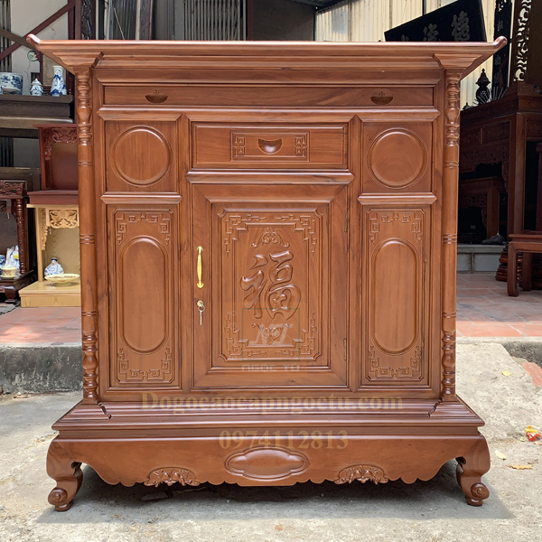 Tủ thờ chữ Phúc gỗ gõ đỏ - Gỗ Đẹp Đào Gia