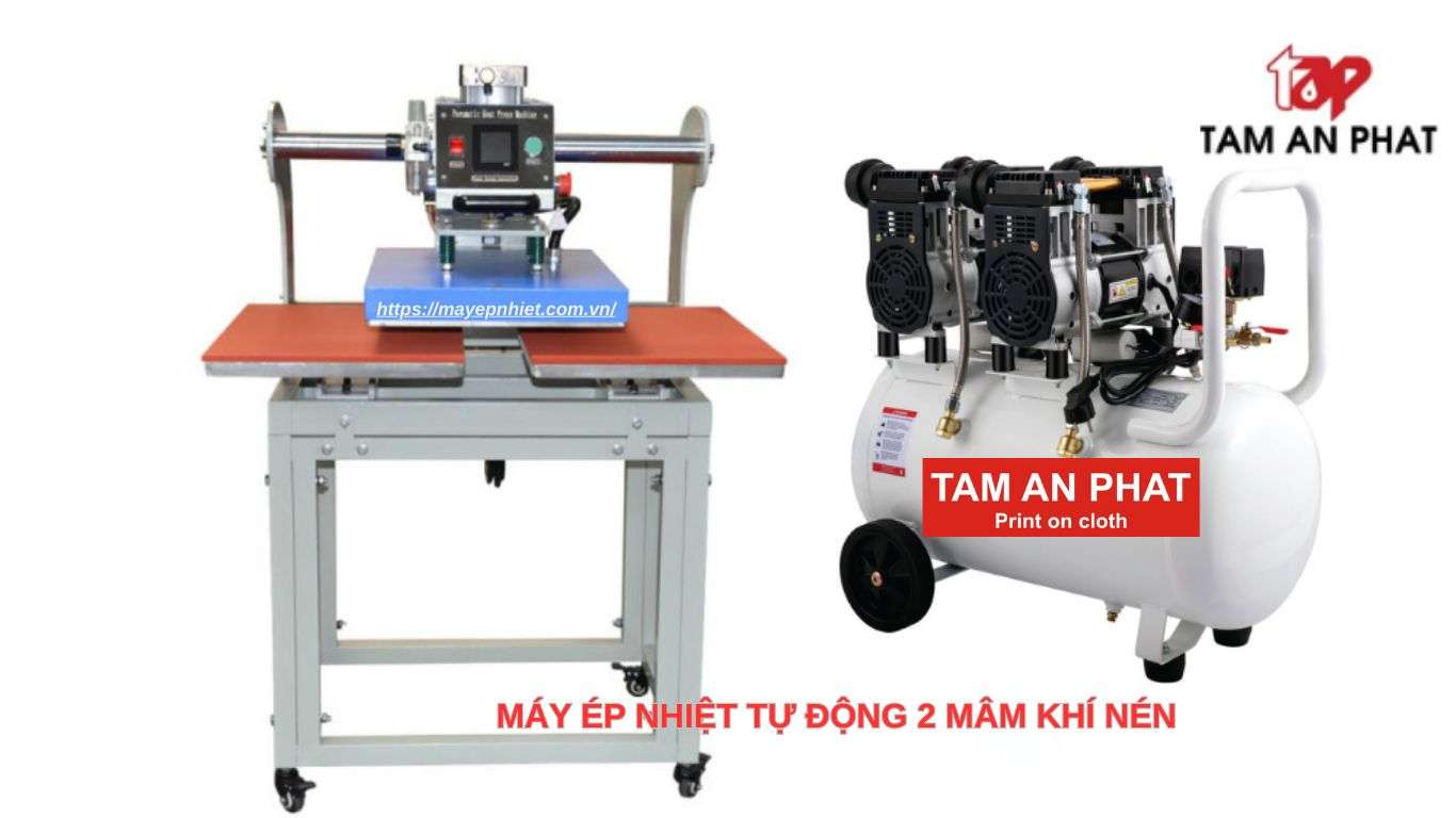 Máy ép nhiệt 2 mâm – Giải pháp tối ưu năng suất cho xưởng in áo chuyên nghiệp