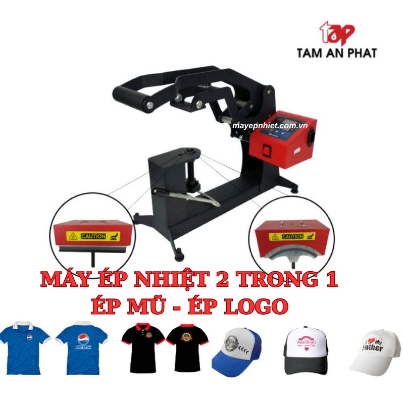 Máy ép nhiệt 2 trong 1 (logo +mũ) đa năng, tiết kiệm