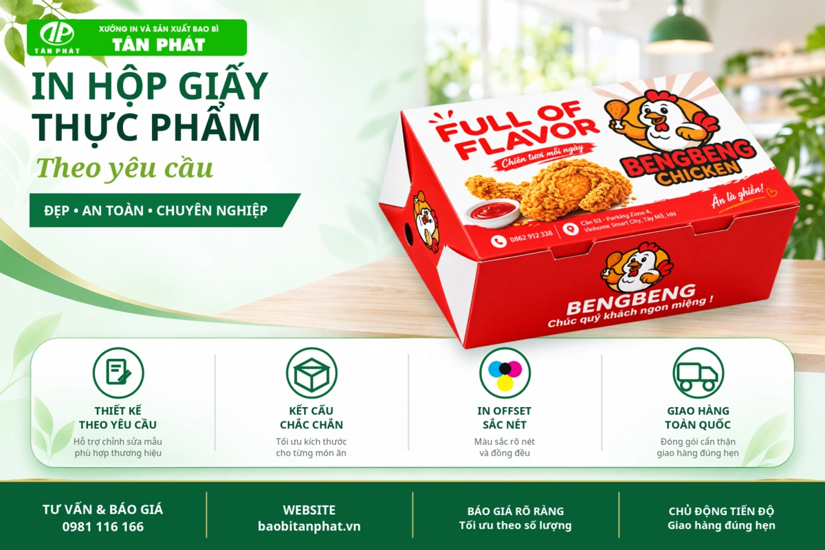 Các mẫu hộp giấy thực phẩm in theo yêu cầu với nhiều kiểu dáng