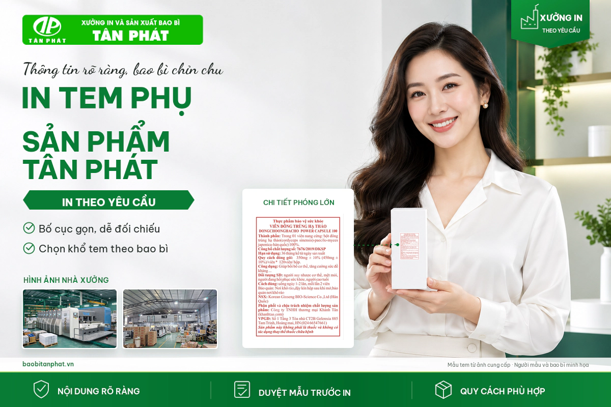 Tem phụ tiếng Việt trên bao bì sản phẩm tại Tân Phát