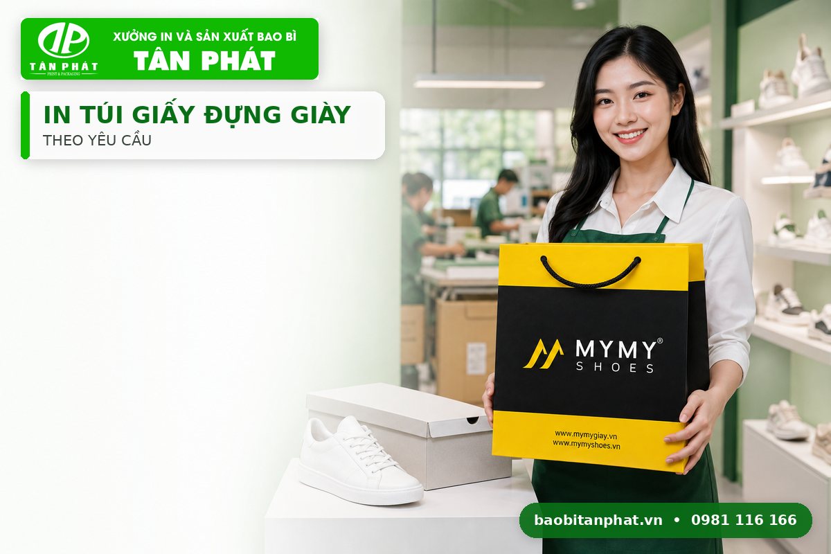 In túi giấy đựng giày theo yêu cầu tại Bao bì Tân Phát
