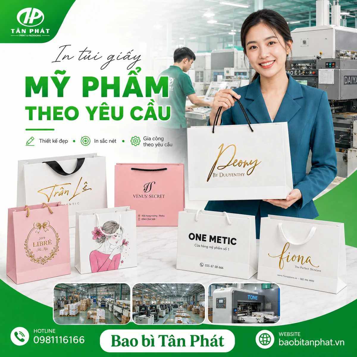 In túi giấy mỹ phẩm theo yêu cầu cho shop và thương hiệu làm đẹp