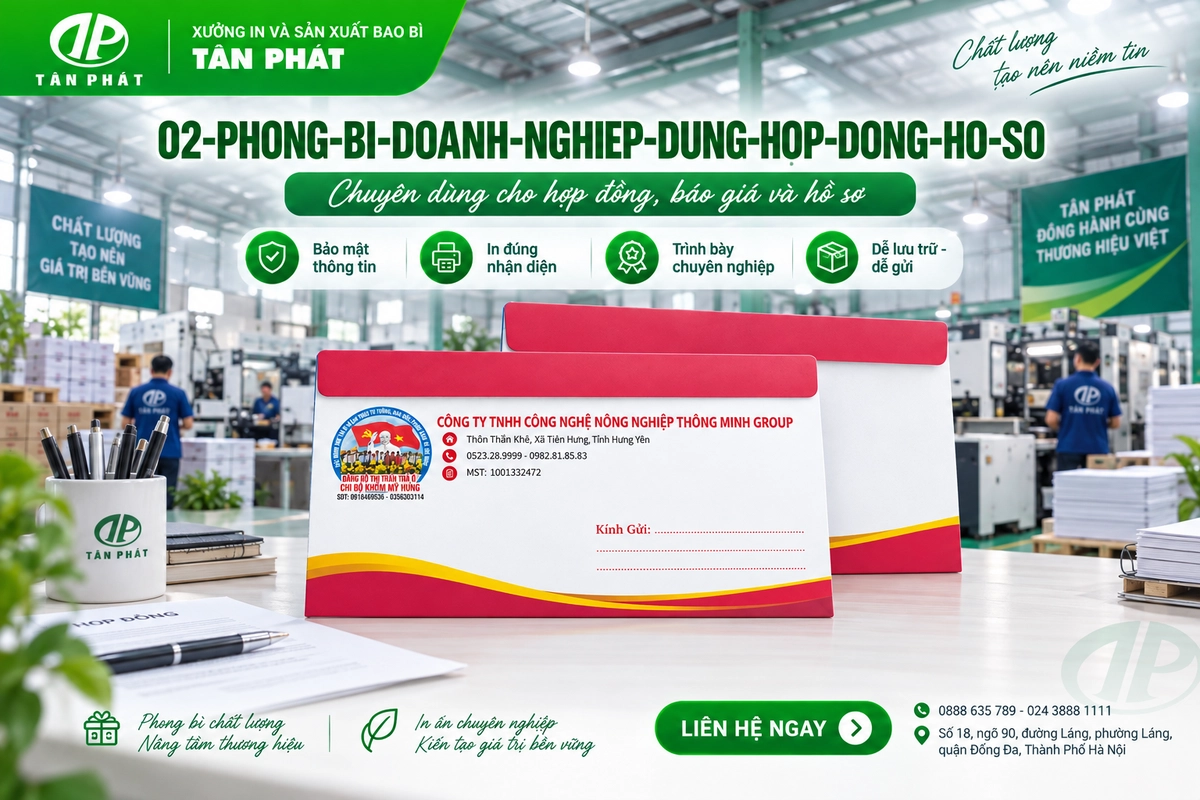 Phong bì doanh nghiệp dùng cho hợp đồng báo giá và hồ sơ
