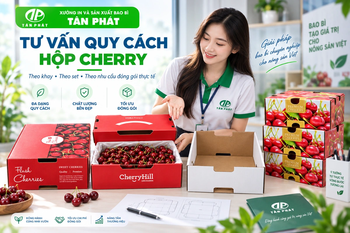 Tư vấn quy cách hộp cherry theo khay và set đóng gói thực tế