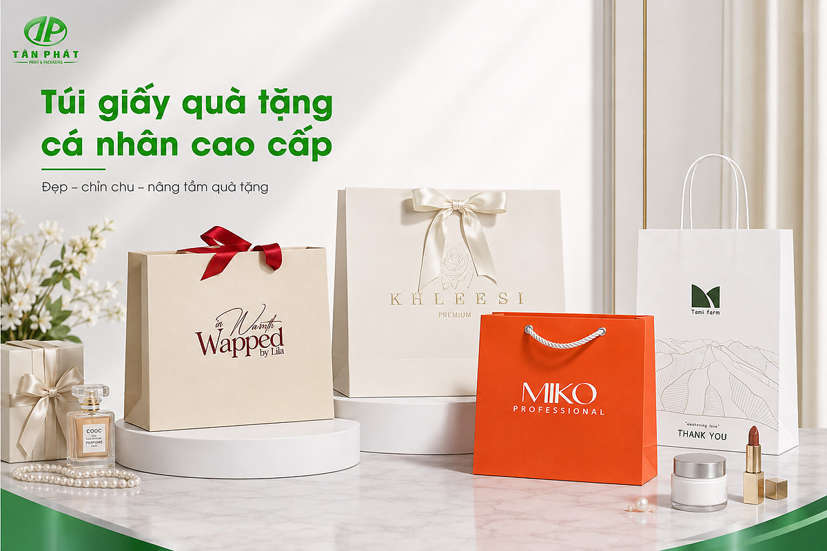 Túi giấy quà tặng cá nhân cao cấp cho mỹ phẩm, phụ kiện và hộp quà nhỏ