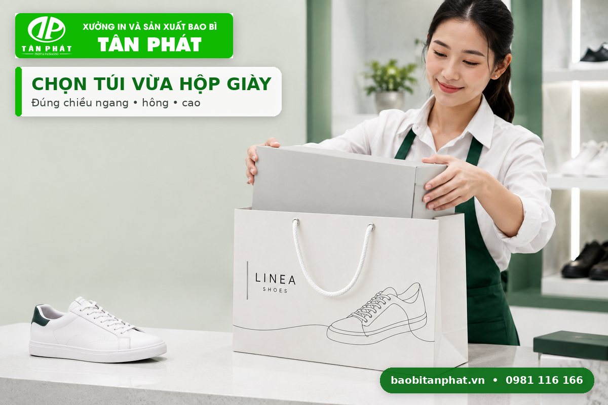 Túi giấy vừa hộp giày sneaker và giữ form khi cầm