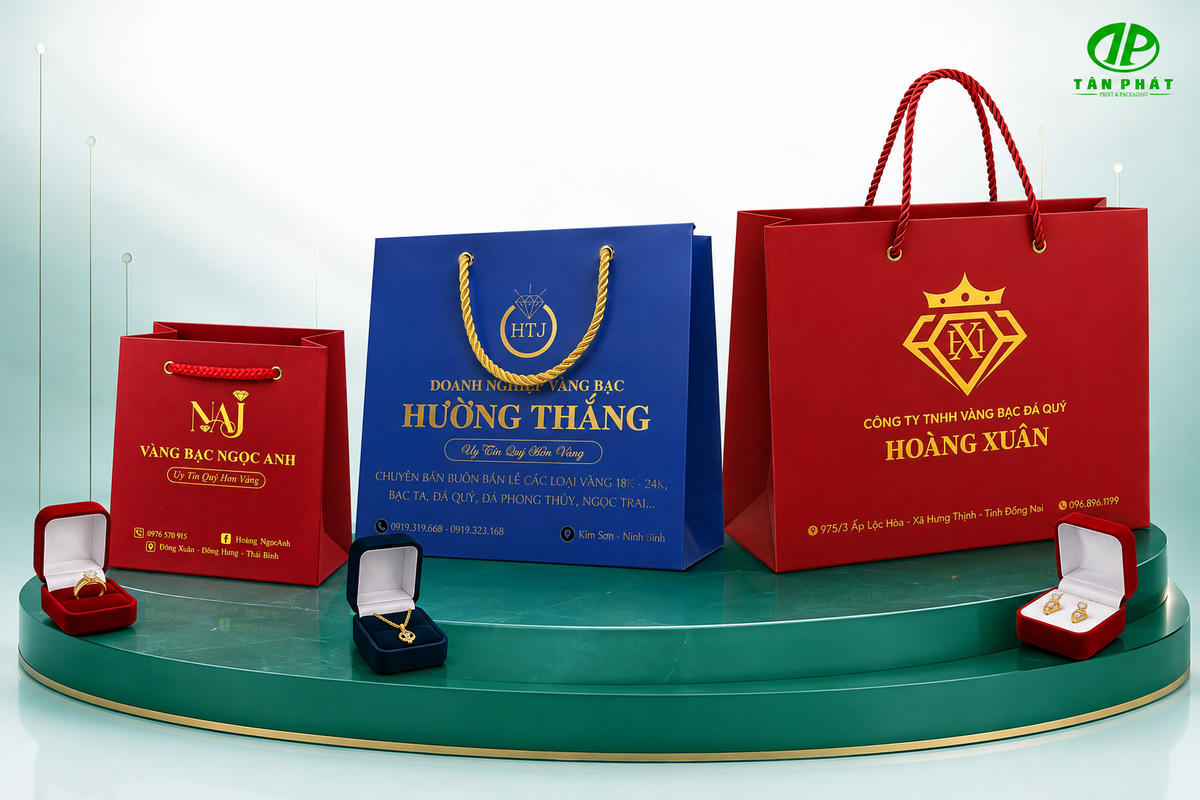 Hệ kích thước túi giấy đựng hộp nhẫn bông tai dây chuyền