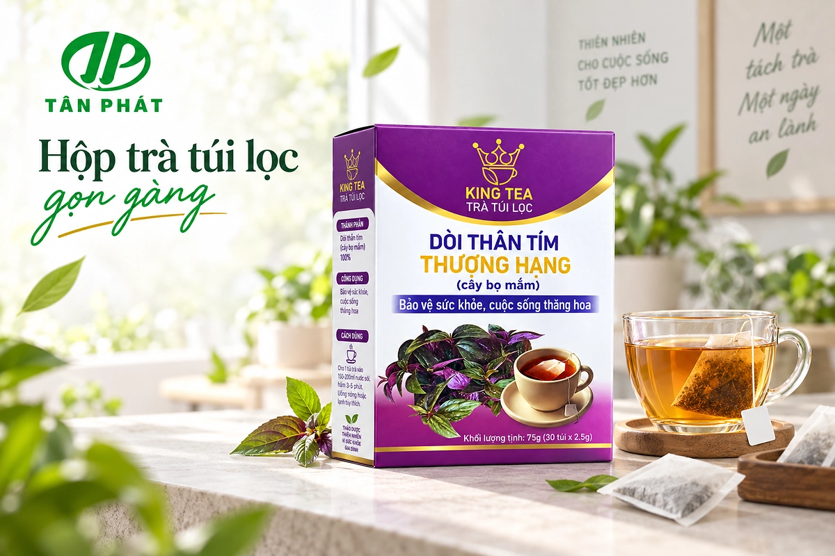 Hộp giấy đựng trà túi lọc thiết kế gọn theo quy cách sản phẩm