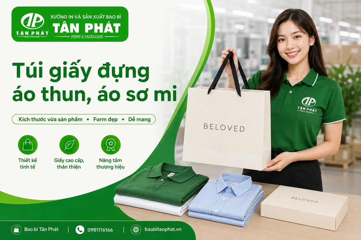 Túi giấy đựng áo thun áo sơ mi theo kích thước riêng