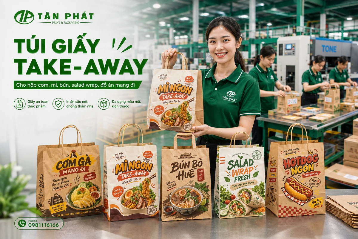 Túi giấy take away cho hộp đồ ăn mang đi