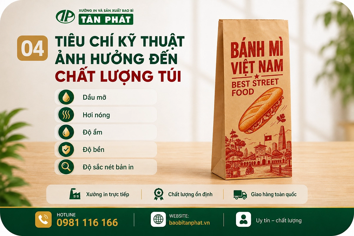 Các yếu tố dầu mỡ, hơi nóng và độ ẩm khi chọn túi bánh mì
