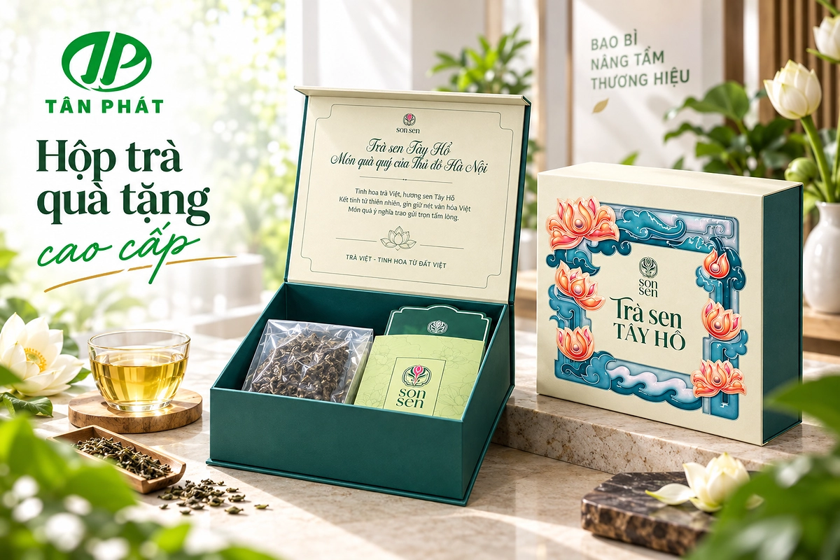 Hộp trà quà tặng carton lạnh cao cấp có khay định hình
