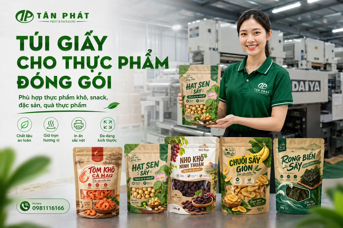 Túi giấy đựng thực phẩm đóng gói theo yêu cầu