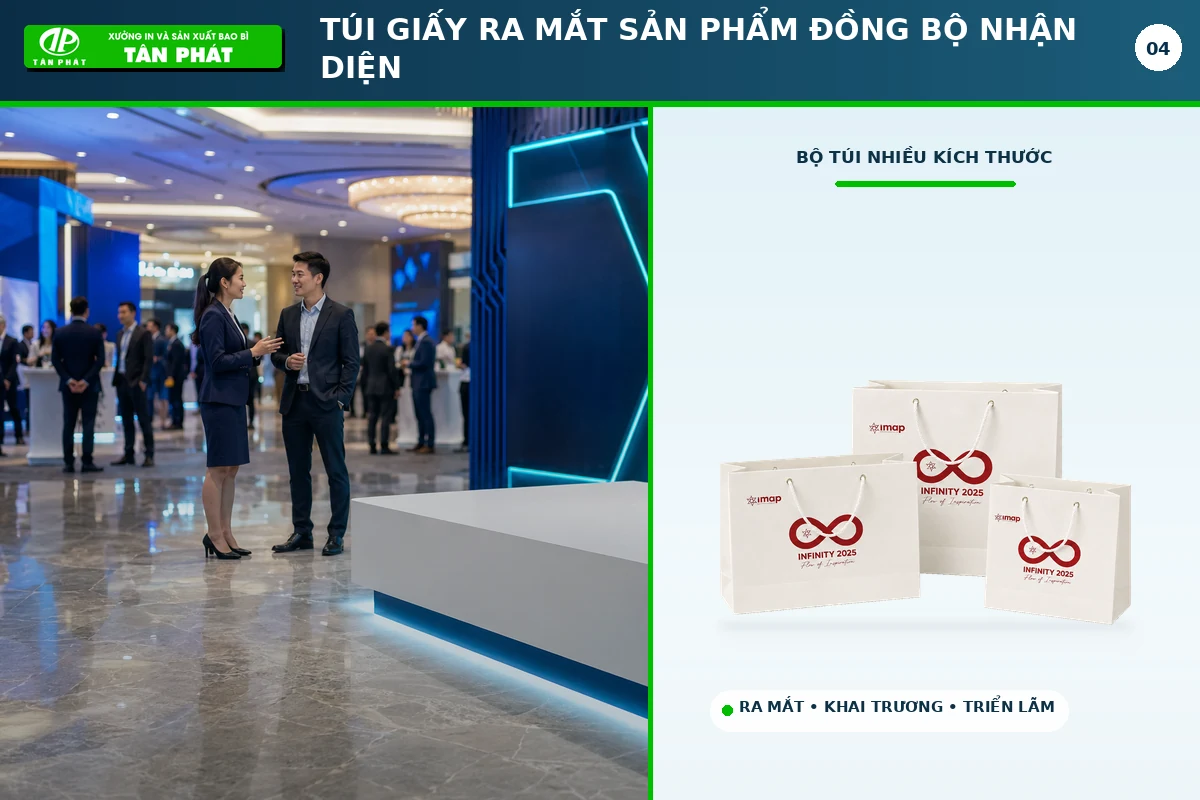 Túi giấy sự kiện ra mắt sản phẩm đồng bộ màu thương hiệu