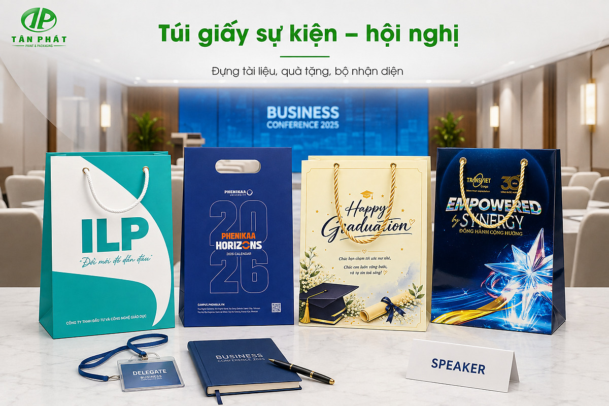 Túi giấy sự kiện hội nghị dùng cho bộ tài liệu và quà tặng