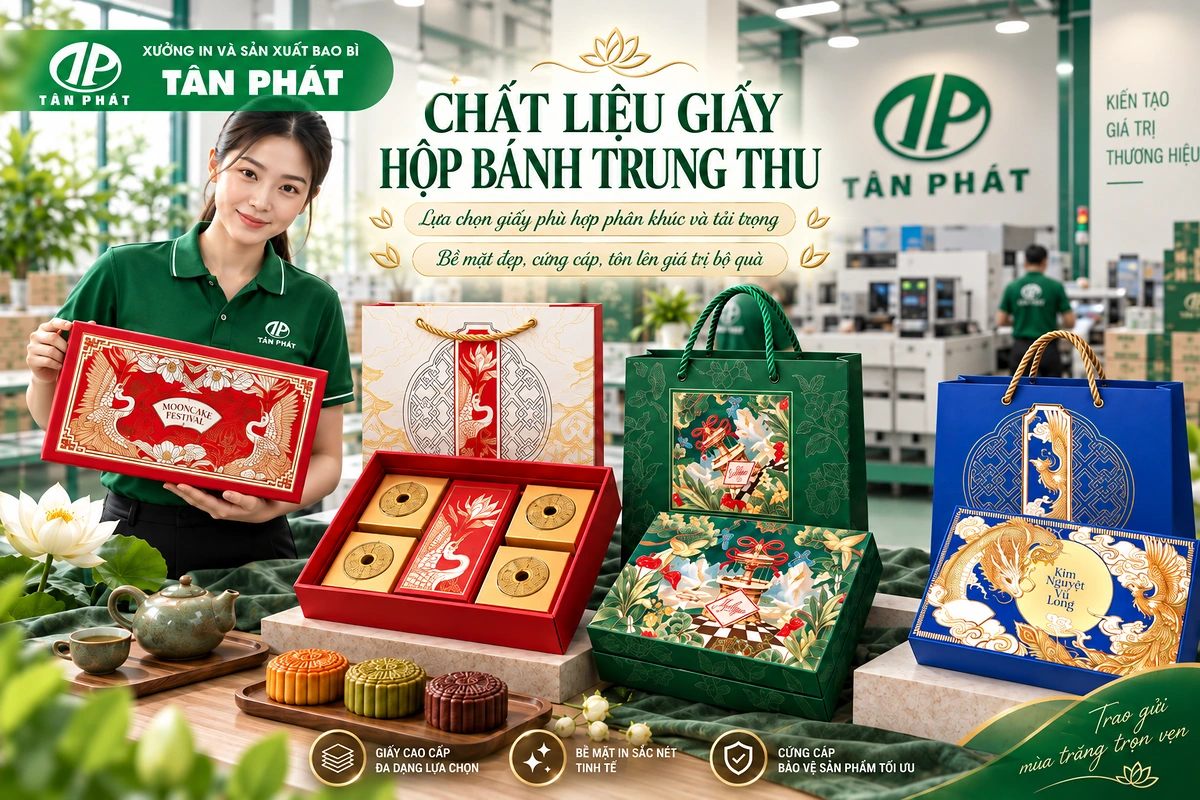 Chất liệu giấy và carton lạnh làm hộp bánh Trung thu