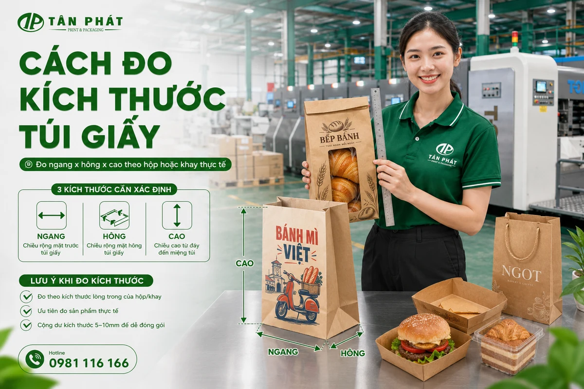 Cách đo kích thước túi giấy đựng thực phẩm
