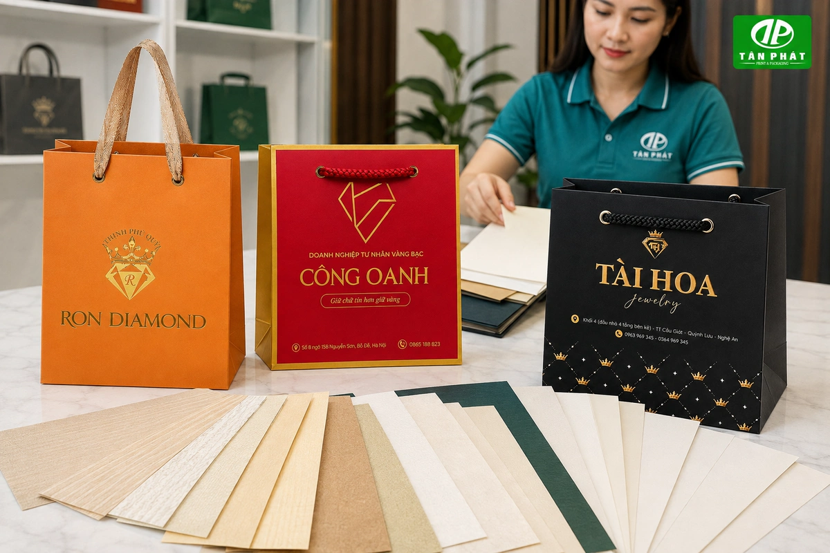 Giấy mỹ thuật Ivory và Couche làm túi đựng trang sức