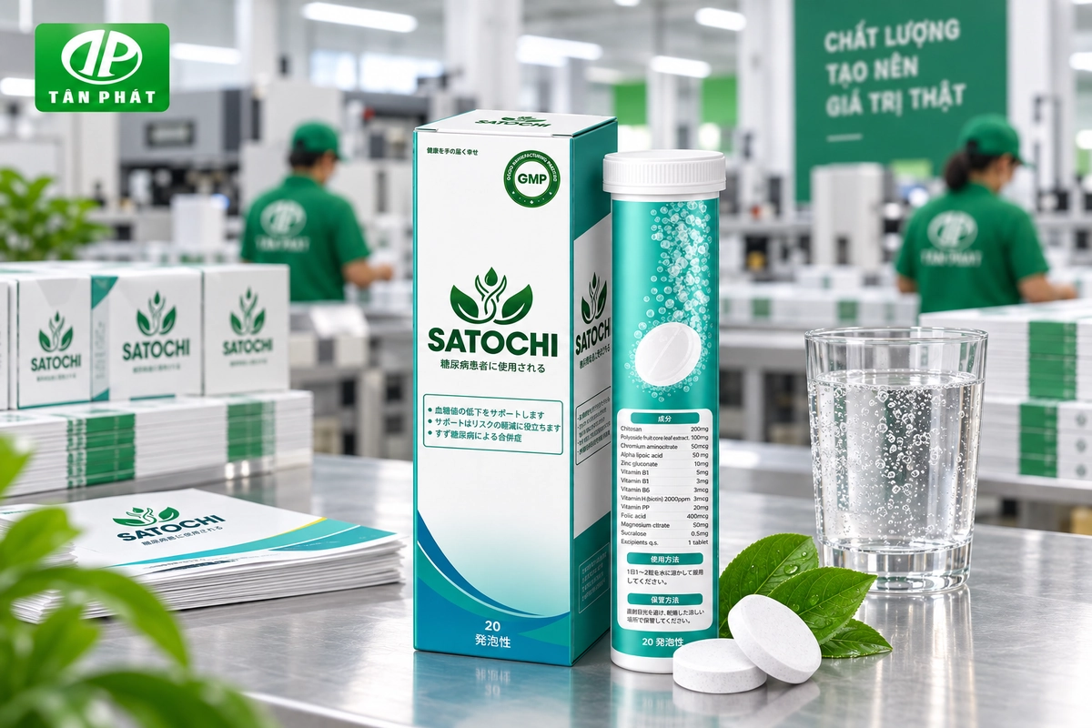 Hộp giấy đựng viên sủi thiết kế theo kích thước sản phẩm