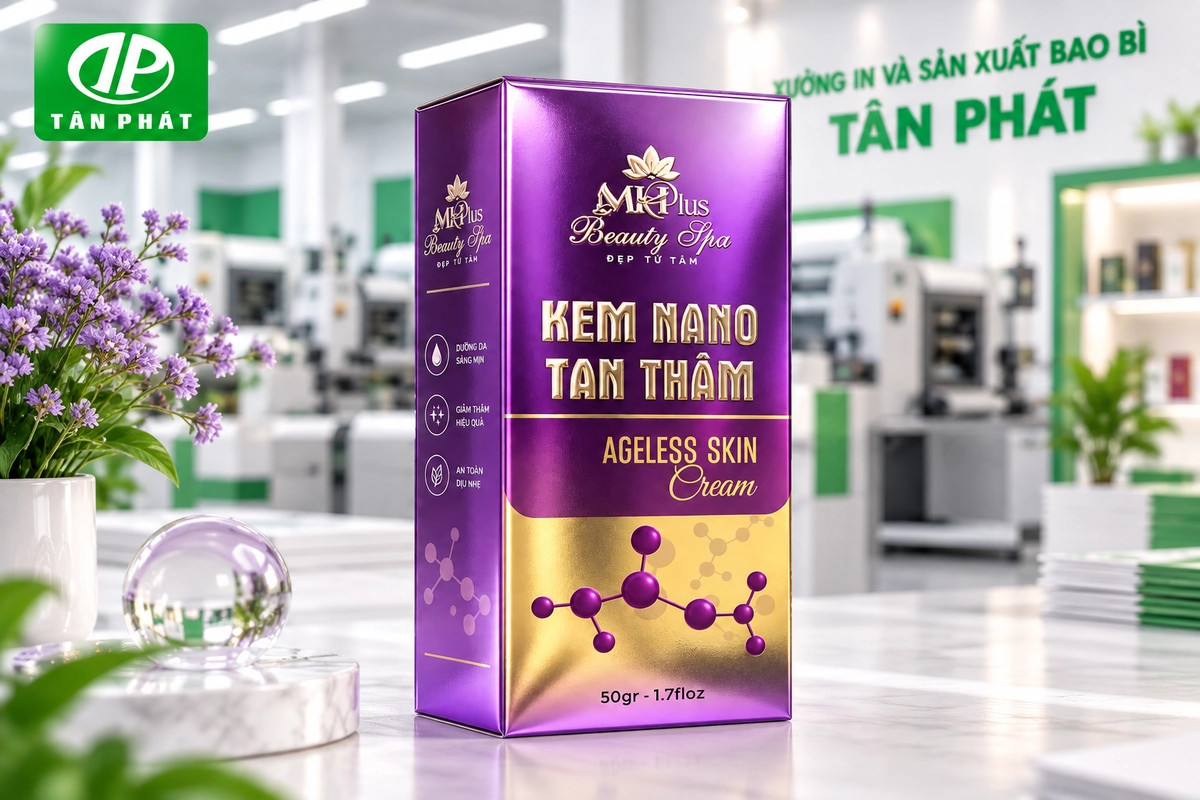 Mẫu hộp giấy đựng kem mỹ phẩm in màu sắc nét