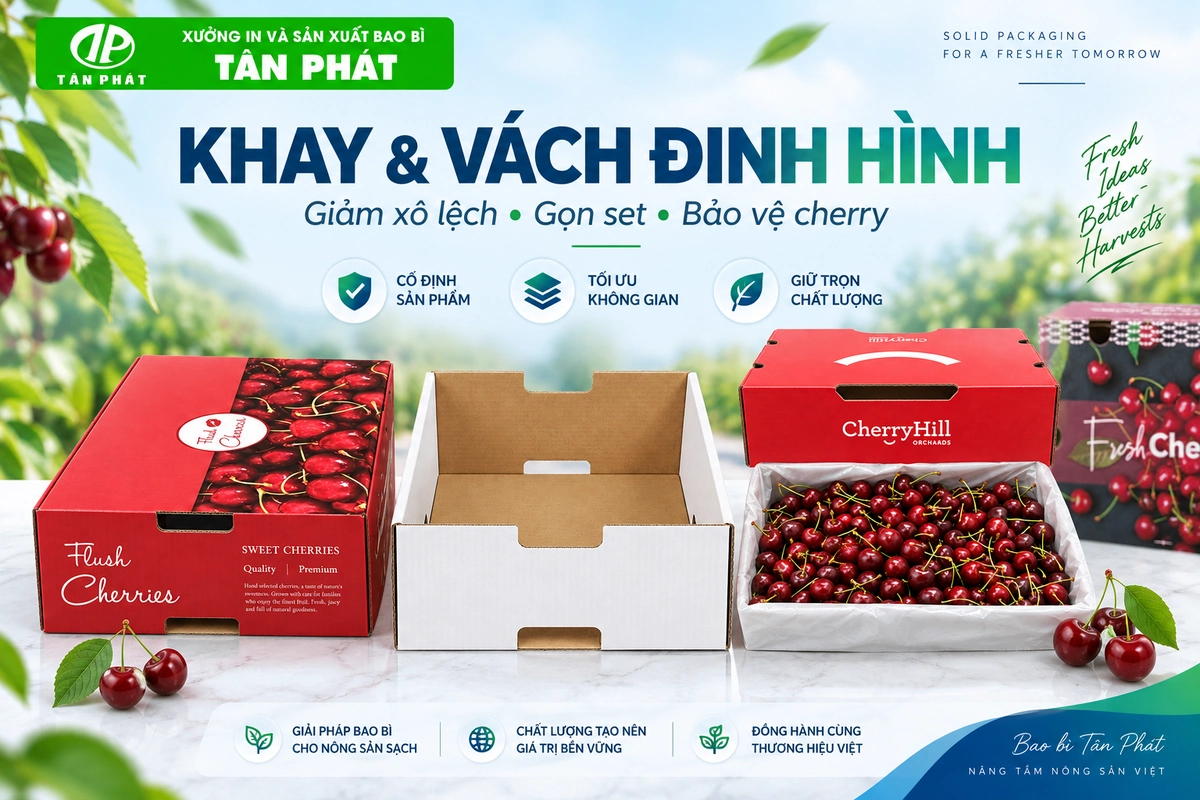 Khay và vách định hình hạn chế cherry xô lệch trong hộp