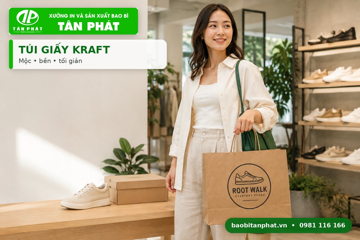 Túi giấy Kraft đựng giày phong cách tối giản