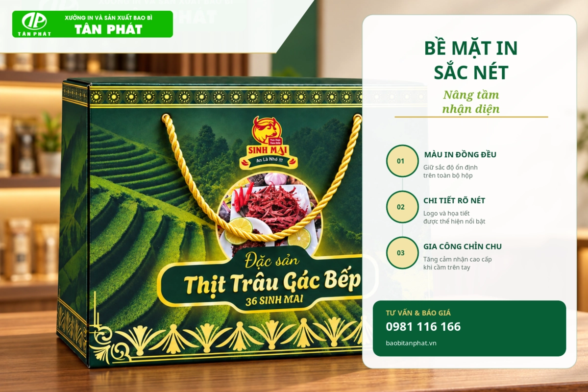 Bề mặt in màu sắc nét trên các mẫu hộp giấy thực phẩm