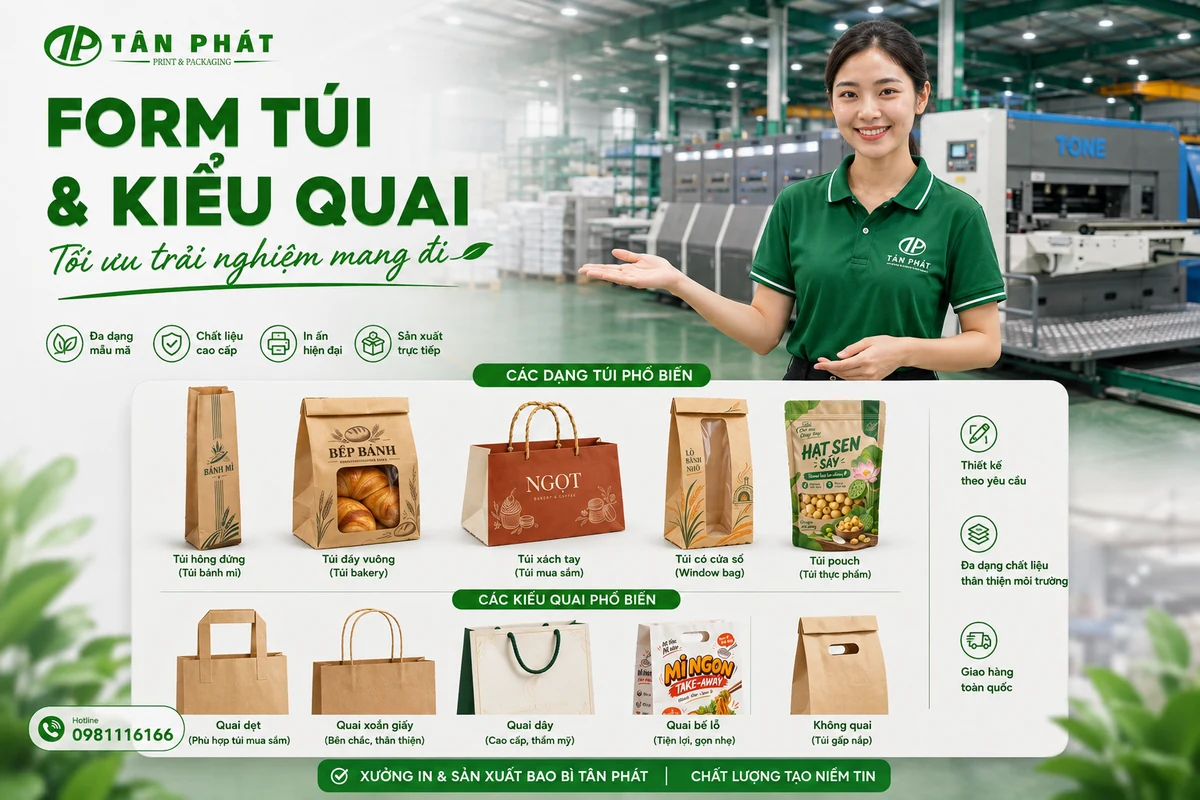 Kiểu quai túi giấy đựng thực phẩm